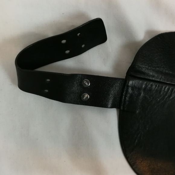 80S VTG black leather cinched waist adjustable statement belt - Picture 5 of 15